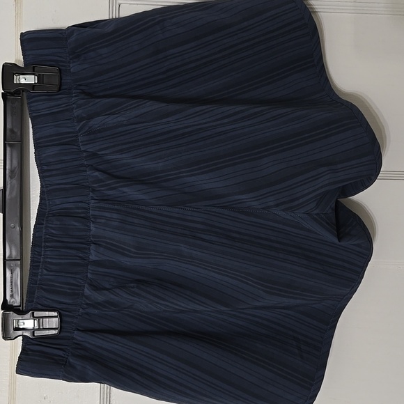Athleta Navy Blue Stripe Athletic Running Women's Shorts Drawstring Zip Side M - Picture 3 of 5